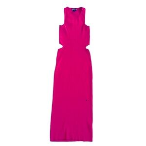 House of Harlow 1960 Revolve Hot Pink High Neck Ribbed Cutout Knit Maxi Dress M